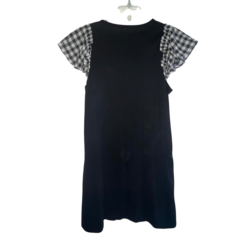 Womens Kate Spade‎ Black Dress Gingham Flutter Sleeve Cotton Knit XL Classic - Picture 3 of 8